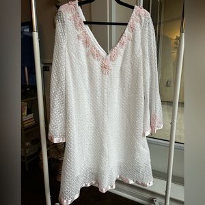 Vintage Knit Floral Pink and White Mini Dress